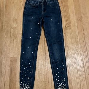 WOMENS PEARL EMBELLISHED JEANS